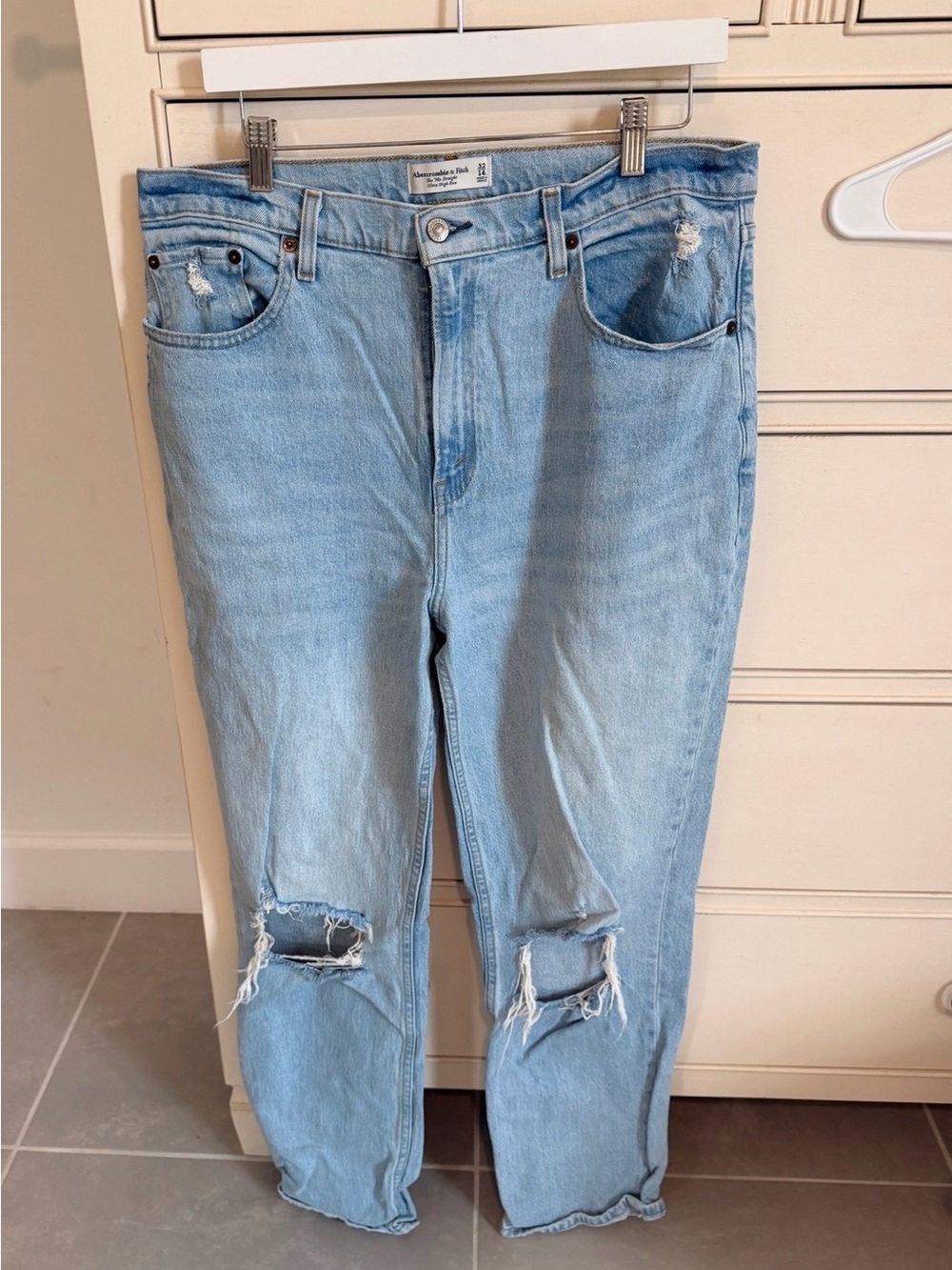 Abercrombie & Fitch Light Blue Distressed Boyfriend Jeans
